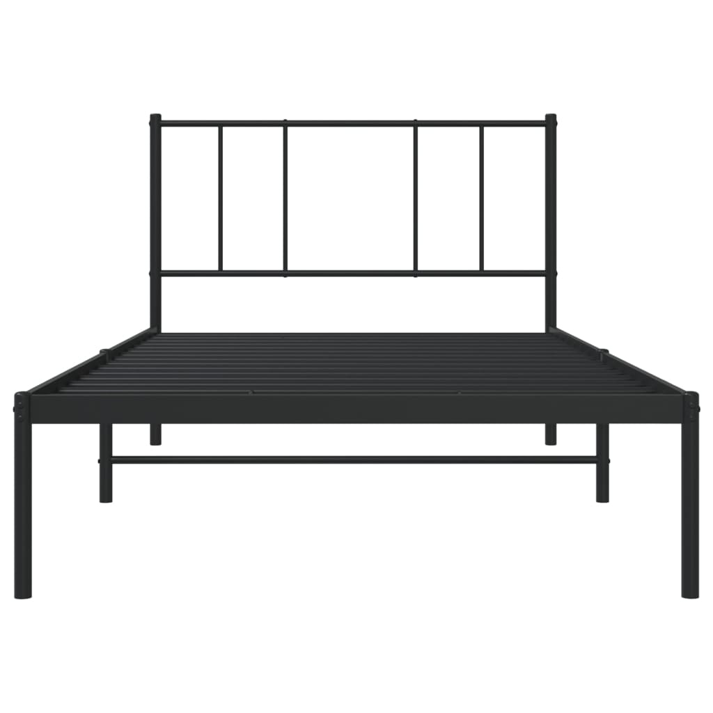 Estrutura de cama com cabeceira 75x190 cm metal preto