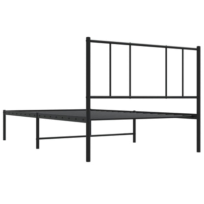 Estrutura de cama com cabeceira 75x190 cm metal preto