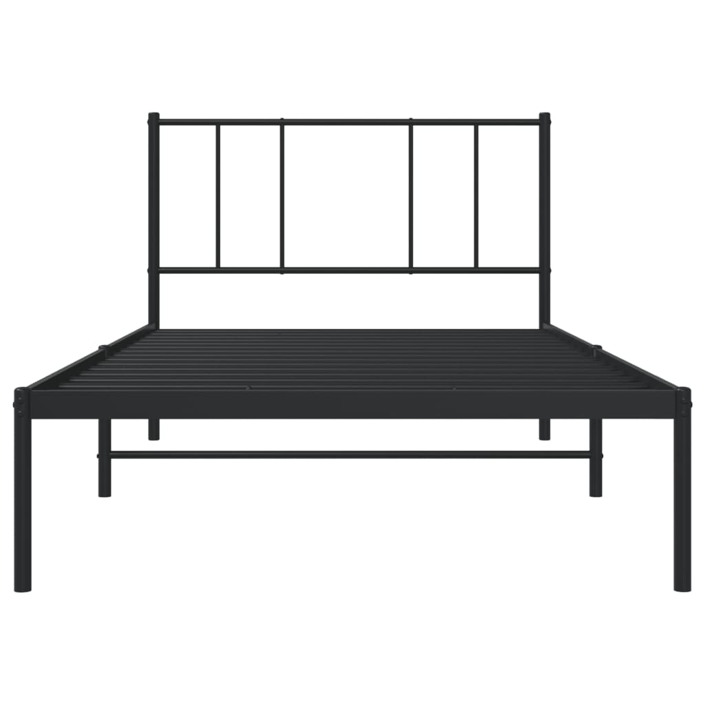 Estrutura de cama com cabeceira 90x200 cm metal preto