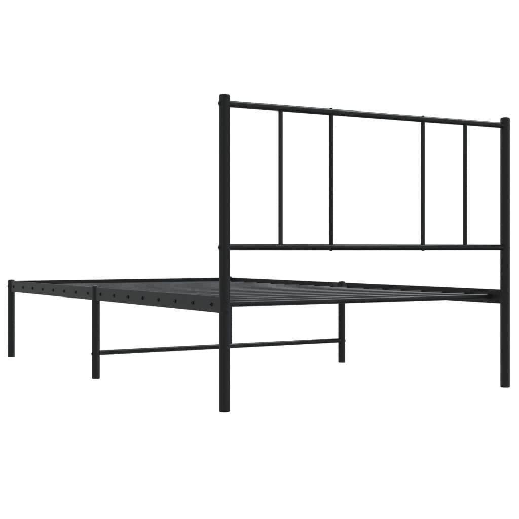 Estrutura de cama com cabeceira 90x200 cm metal preto