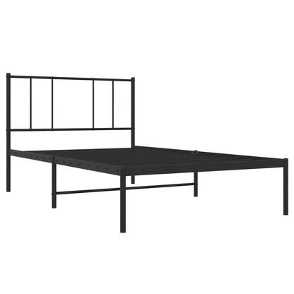 Estrutura de cama com cabeceira 100x190 cm metal preto