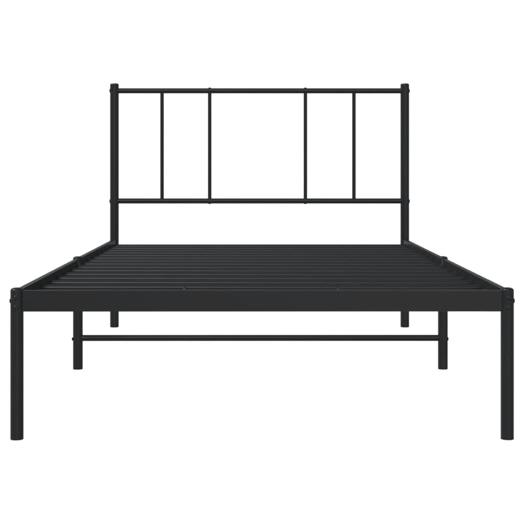 Estrutura de cama com cabeceira 100x190 cm metal preto