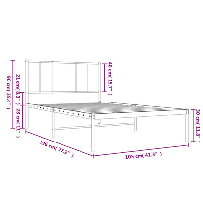 Estrutura de cama com cabeceira 100x190 cm metal preto