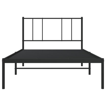 Estrutura de cama com cabeceira 100x200 cm metal preto