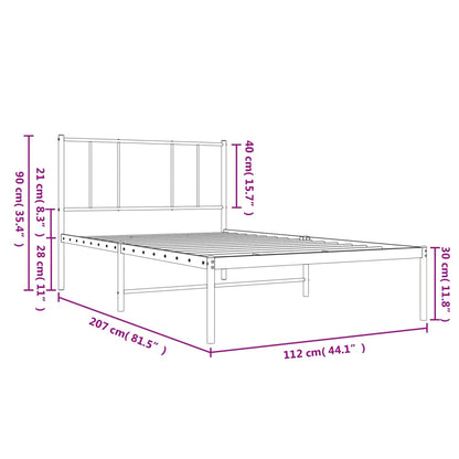 Estrutura de cama com cabeceira 107x203 cm metal preto