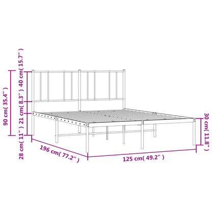 Estrutura de cama com cabeceira 120x190 cm metal preto