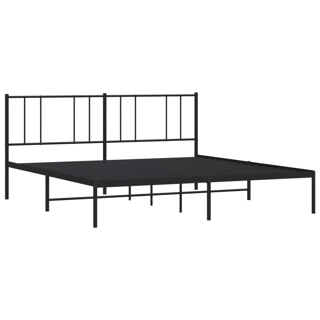 Estrutura de cama com cabeceira 183x213 cm metal preto