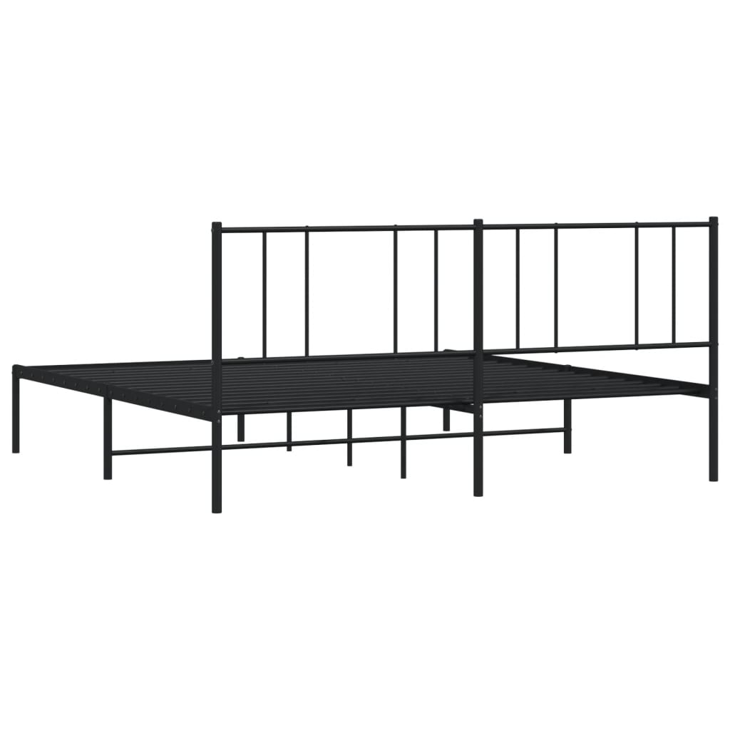 Estrutura de cama com cabeceira 193x203 cm metal preto