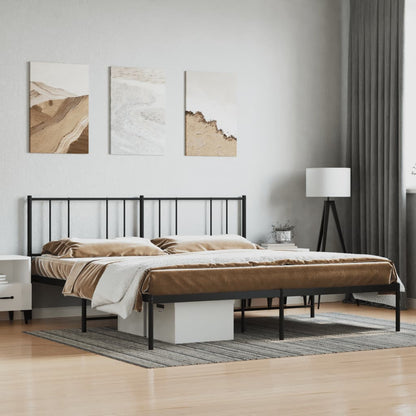 Estrutura de cama com cabeceira 193x203 cm metal preto