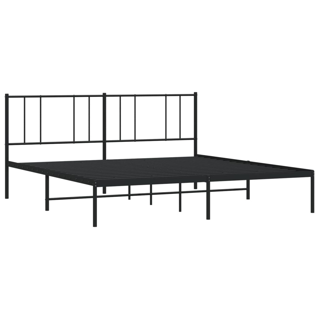 Estrutura de cama com cabeceira 200x200 cm metal preto