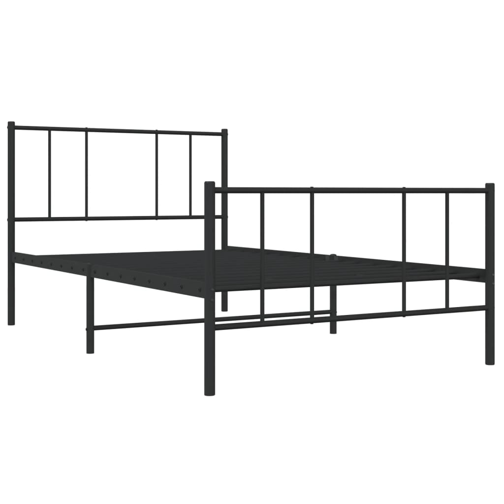 Estrutura de cama com cabeceira e pés 75x190 cm metal preto