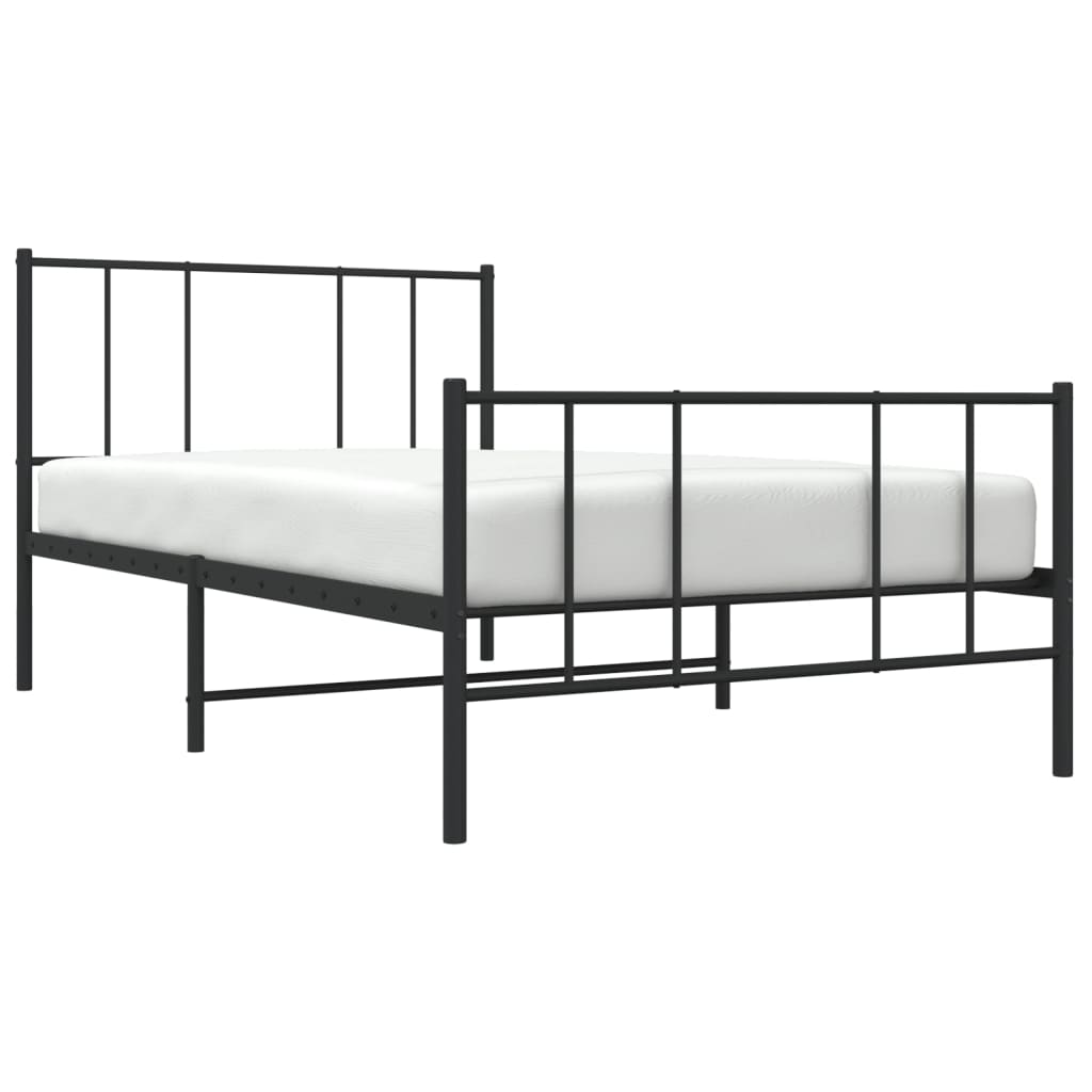 Estrutura de cama com cabeceira e pés 80x200 cm metal preto