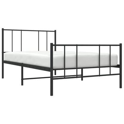 Estrutura de cama com cabeceira e pés 80x200 cm metal preto