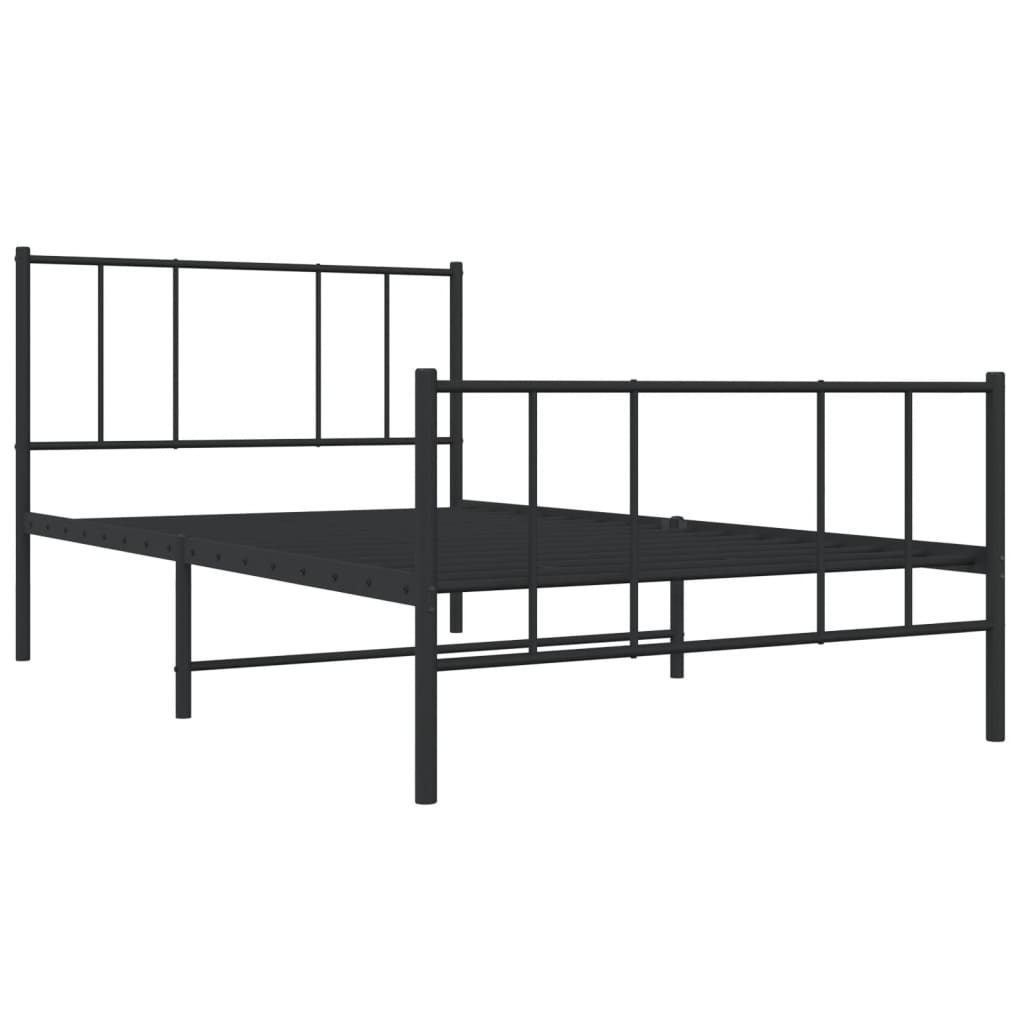 Estrutura de cama com cabeceira e pés 80x200 cm metal preto