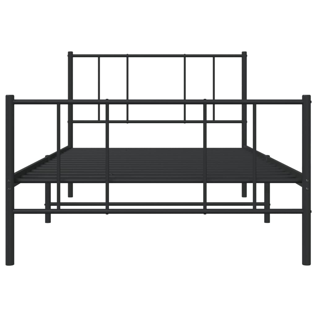 Estrutura de cama com cabeceira e pés 80x200 cm metal preto