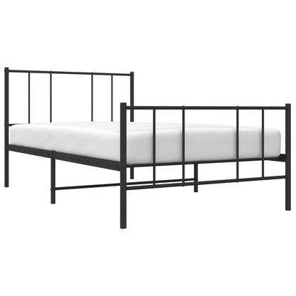 Estrutura de cama com cabeceira e pés 90x190 cm metal preto