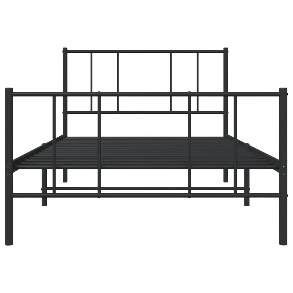 Estrutura de cama com cabeceira e pés 90x200 cm metal preto