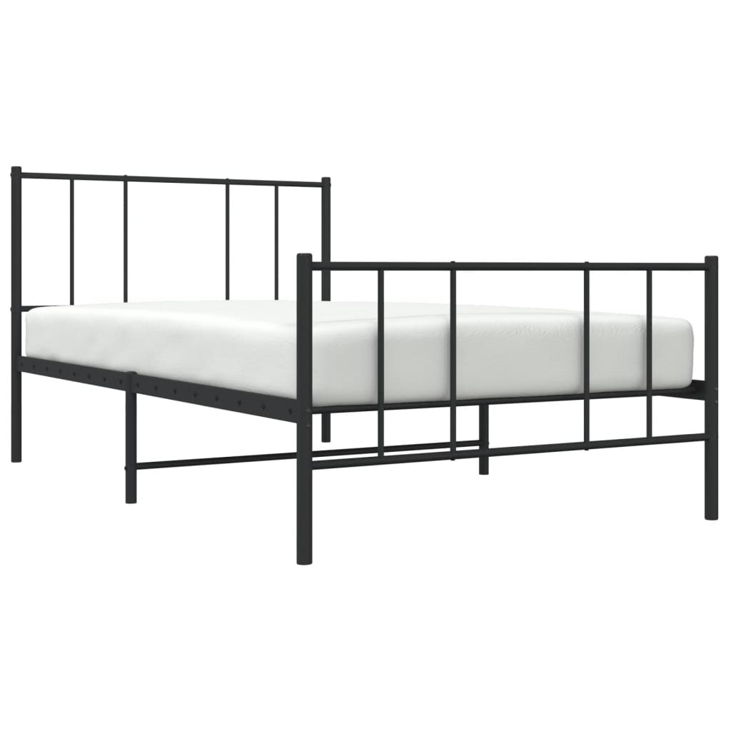 Estrutura de cama com cabeceira e pés 100x190 cm metal preto