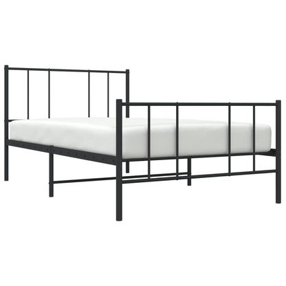 Estrutura de cama com cabeceira e pés 100x190 cm metal preto