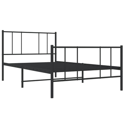 Estrutura de cama com cabeceira e pés 100x190 cm metal preto