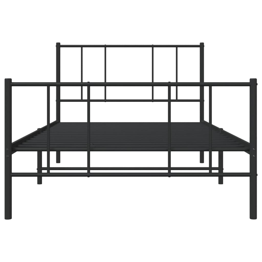 Estrutura de cama com cabeceira e pés 100x190 cm metal preto