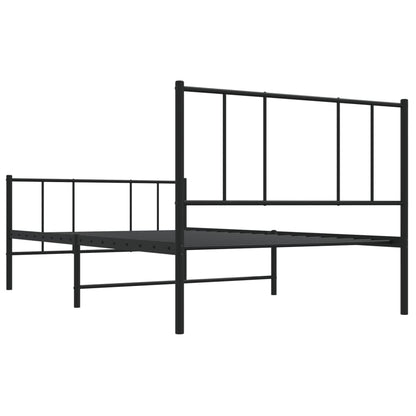 Estrutura de cama com cabeceira e pés 100x190 cm metal preto