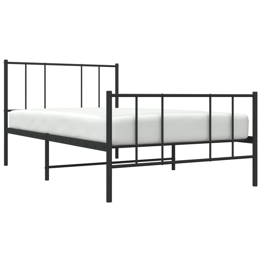 Estrutura de cama com cabeceira e pés 100x200 cm metal preto