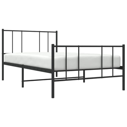 Estrutura de cama com cabeceira e pés 100x200 cm metal preto