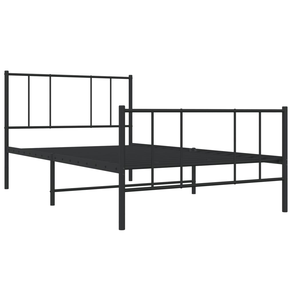 Estrutura de cama com cabeceira e pés 100x200 cm metal preto