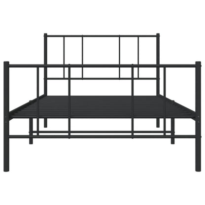 Estrutura de cama com cabeceira e pés 100x200 cm metal preto