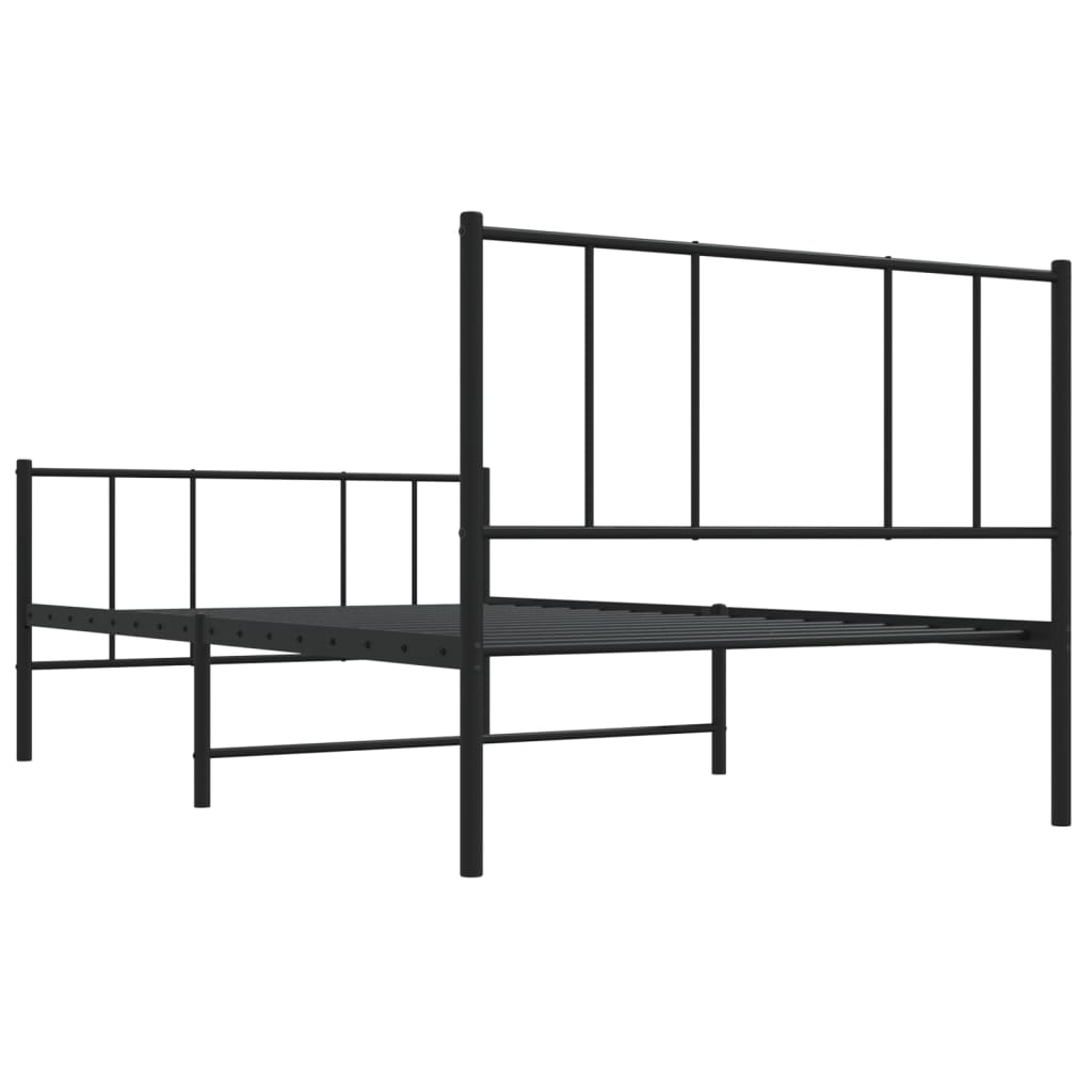 Estrutura de cama com cabeceira e pés 107x203 cm metal preto