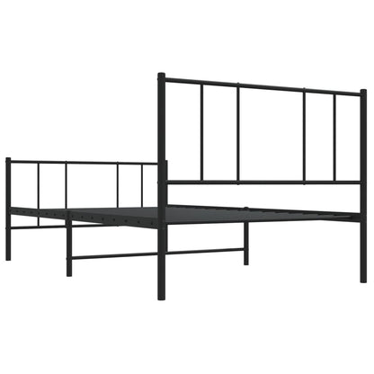 Estrutura de cama com cabeceira e pés 107x203 cm metal preto