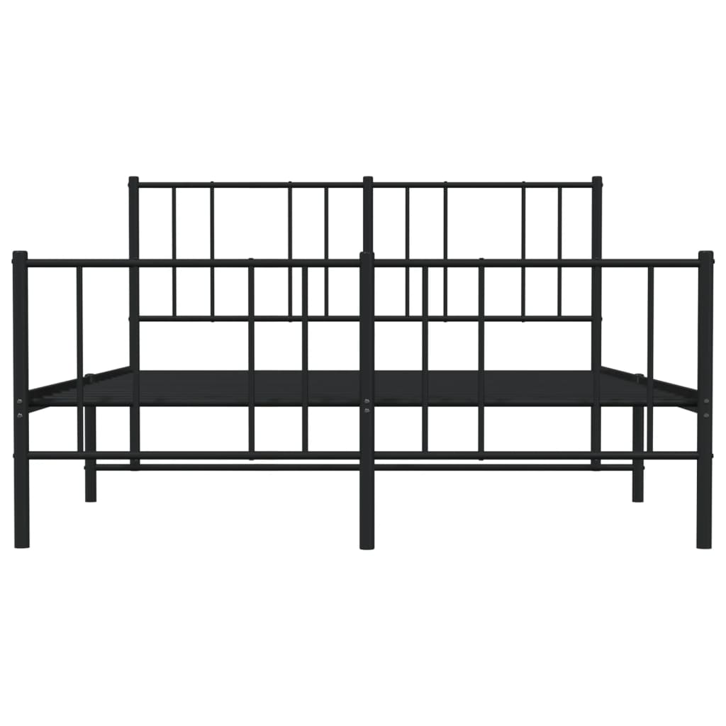 Estrutura de cama com cabeceira e pés 120x190 cm metal preto