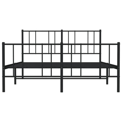 Estrutura de cama com cabeceira e pés 120x190 cm metal preto