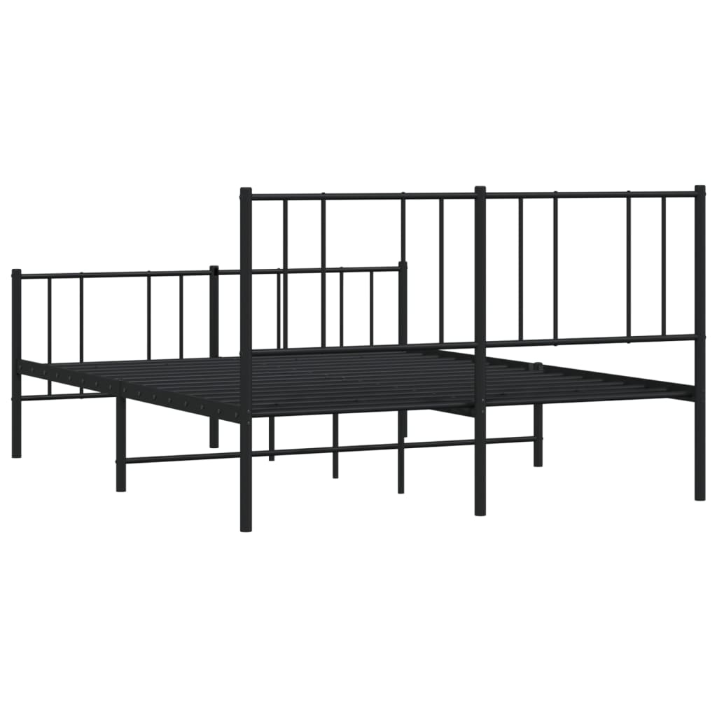 Estrutura de cama com cabeceira e pés 120x190 cm metal preto