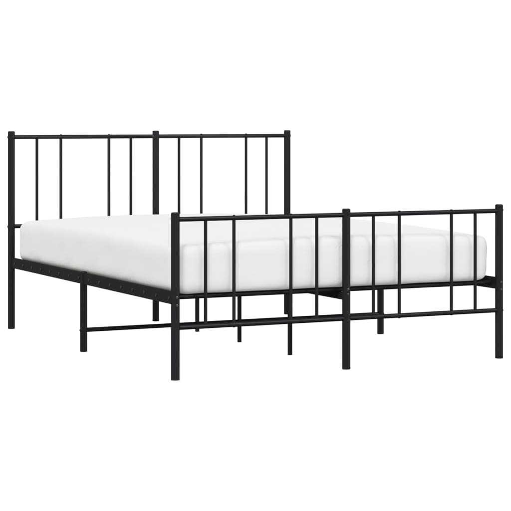 Estrutura de cama com cabeceira e pés 120x200 cm metal preto