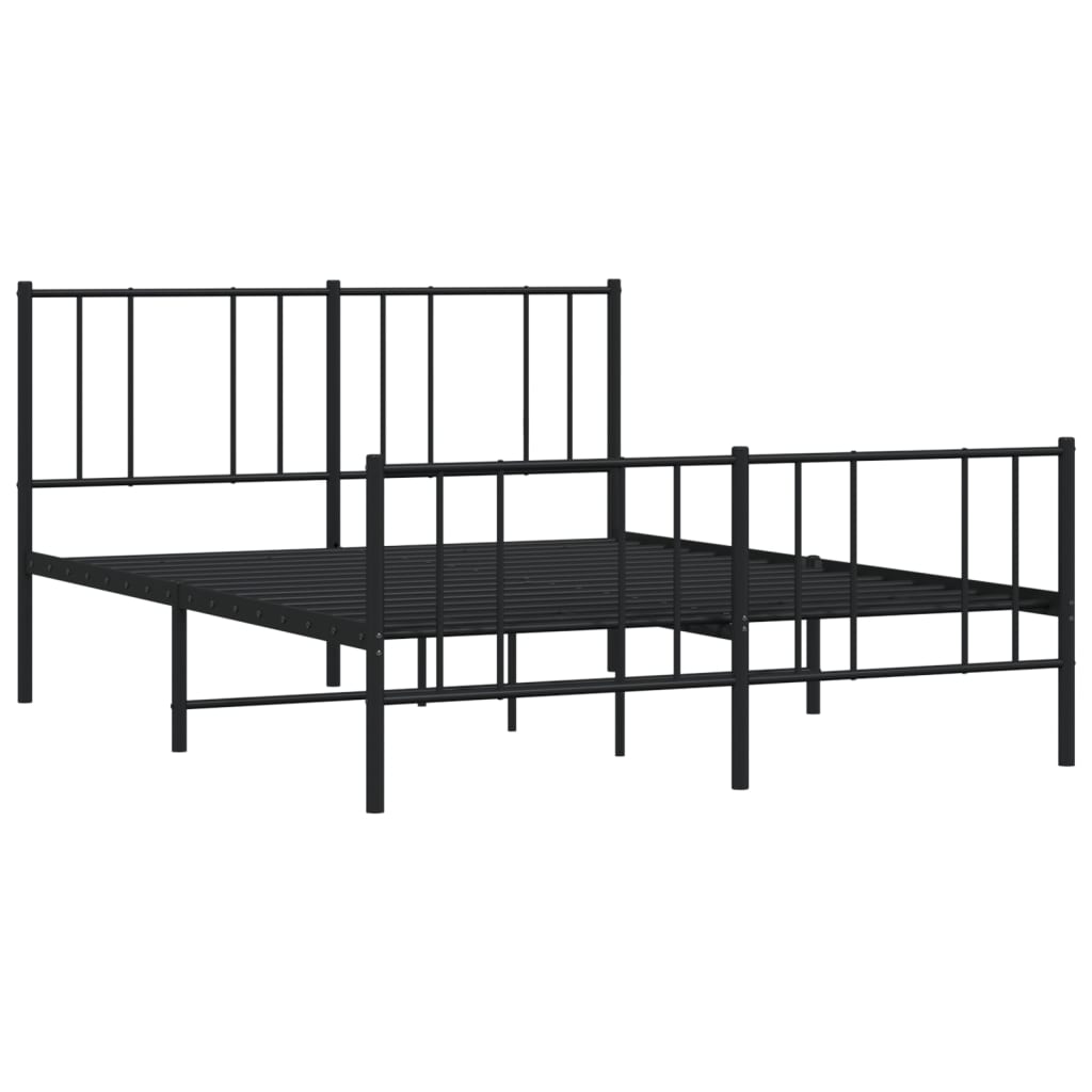 Estrutura de cama com cabeceira e pés 120x200 cm metal preto