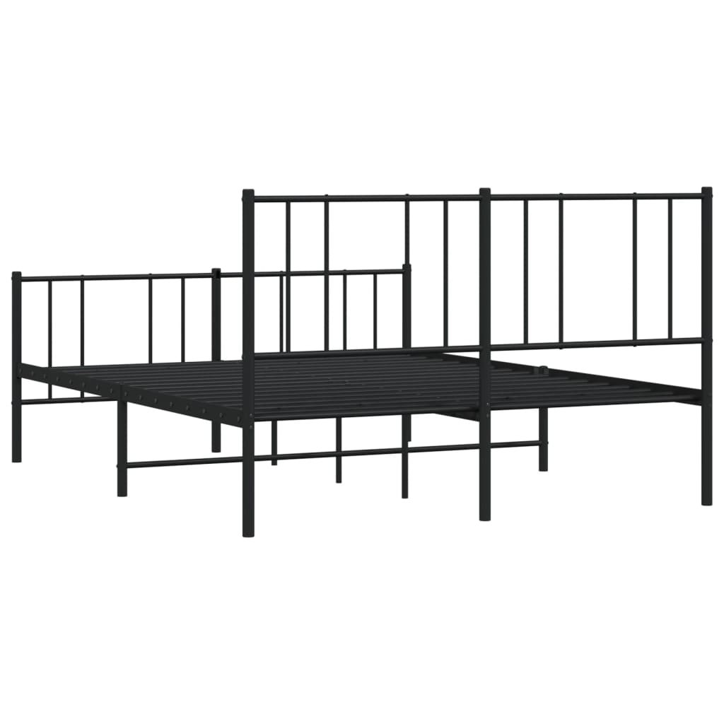 Estrutura de cama com cabeceira e pés 120x200 cm metal preto