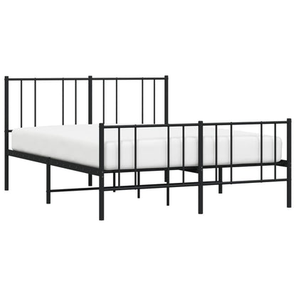 Estrutura de cama com cabeceira e pés 135x190 cm metal preto