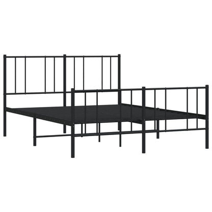 Estrutura de cama com cabeceira e pés 135x190 cm metal preto