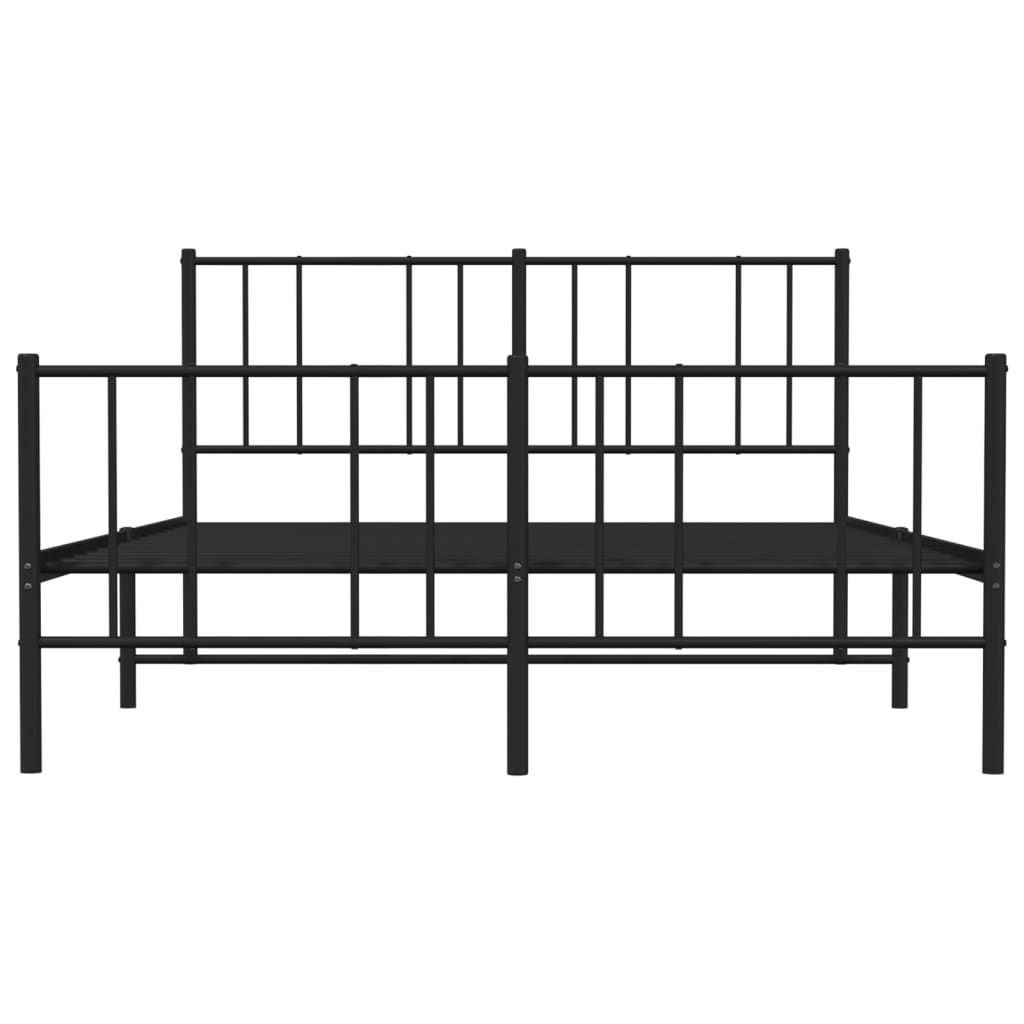 Estrutura de cama com cabeceira e pés 135x190 cm metal preto