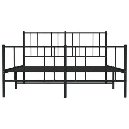 Estrutura de cama com cabeceira e pés 135x190 cm metal preto