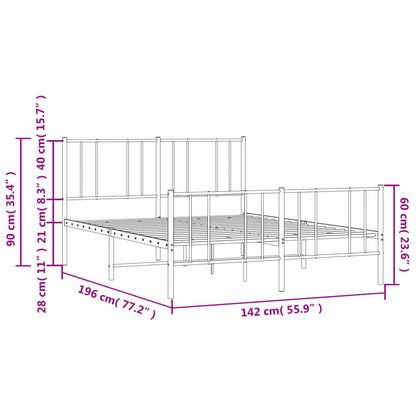 Estrutura de cama com cabeceira e pés 135x190 cm metal preto