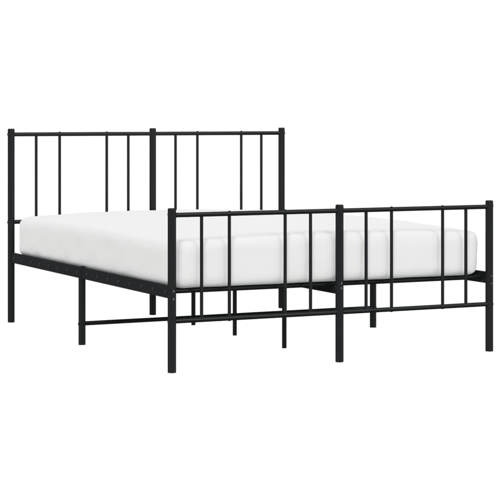 Estrutura de cama com cabeceira e pés 140x190 cm metal preto