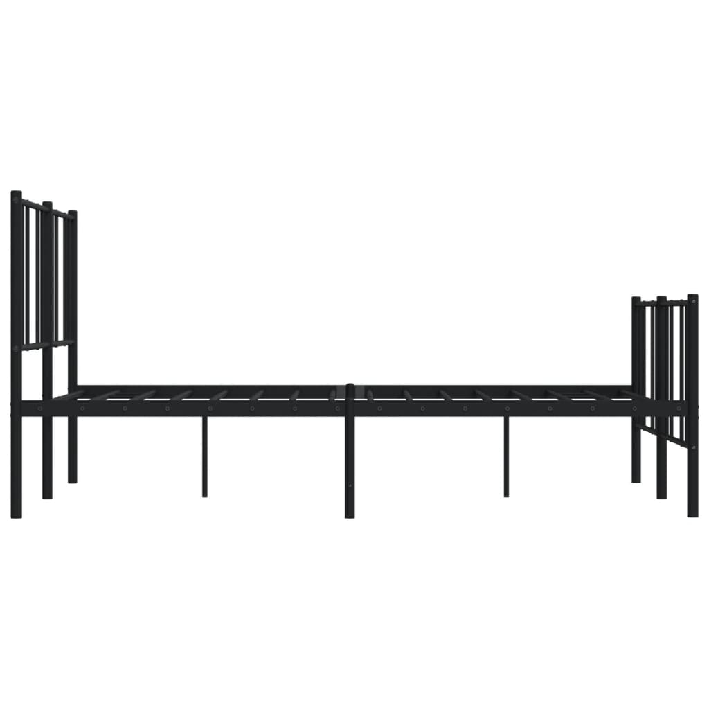 Estrutura de cama com cabeceira e pés 140x190 cm metal preto