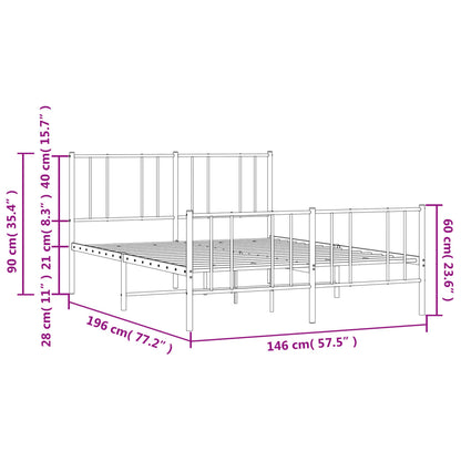 Estrutura de cama com cabeceira e pés 140x190 cm metal preto