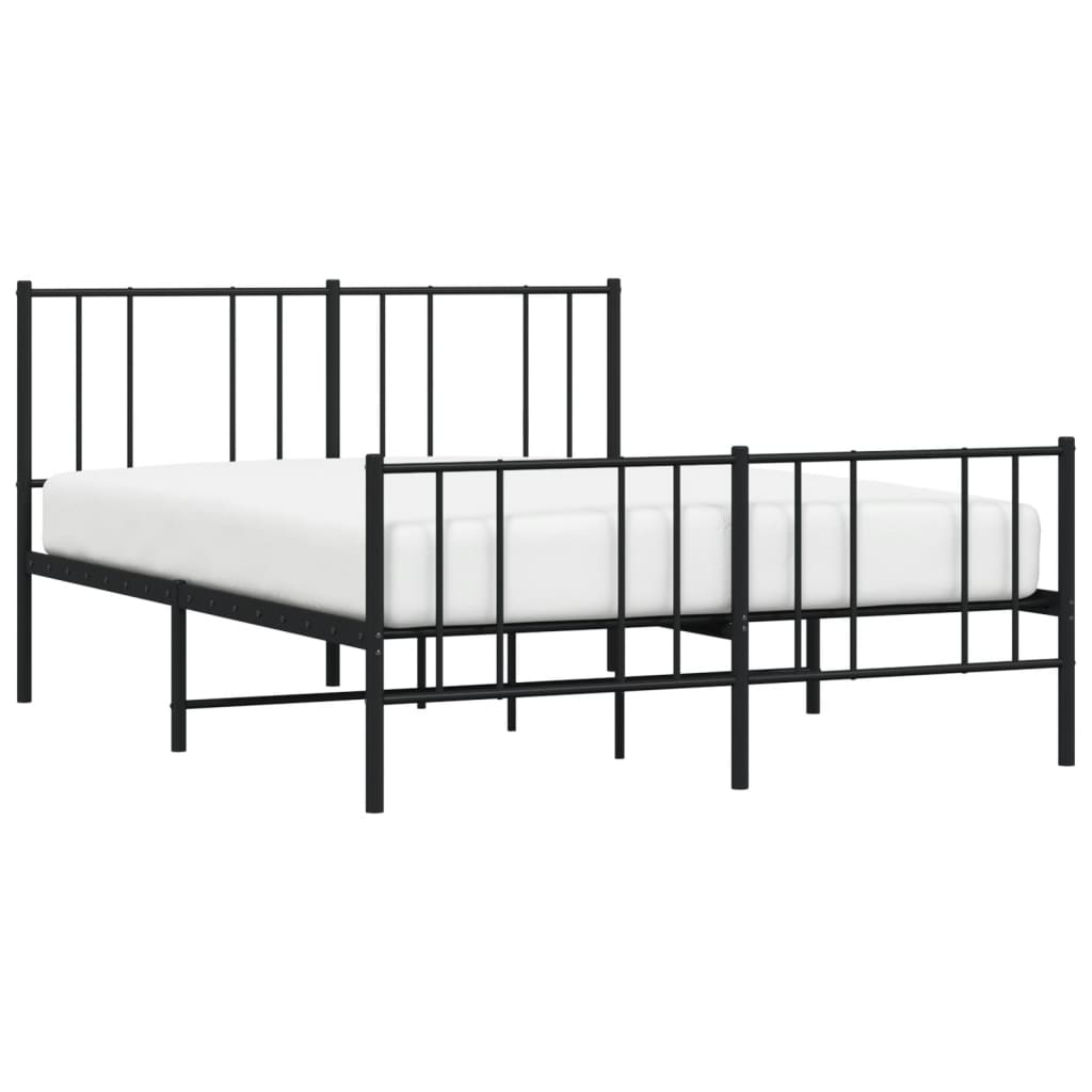 Estrutura de cama com cabeceira e pés 140x200 cm metal preto