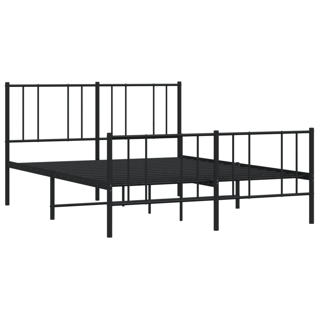 Estrutura de cama com cabeceira e pés 140x200 cm metal preto