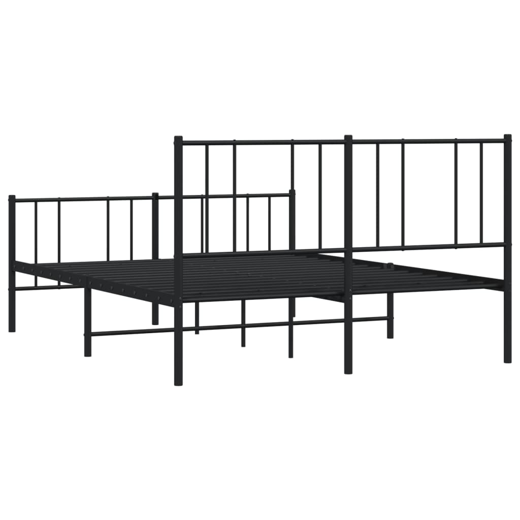 Estrutura de cama com cabeceira e pés 140x200 cm metal preto