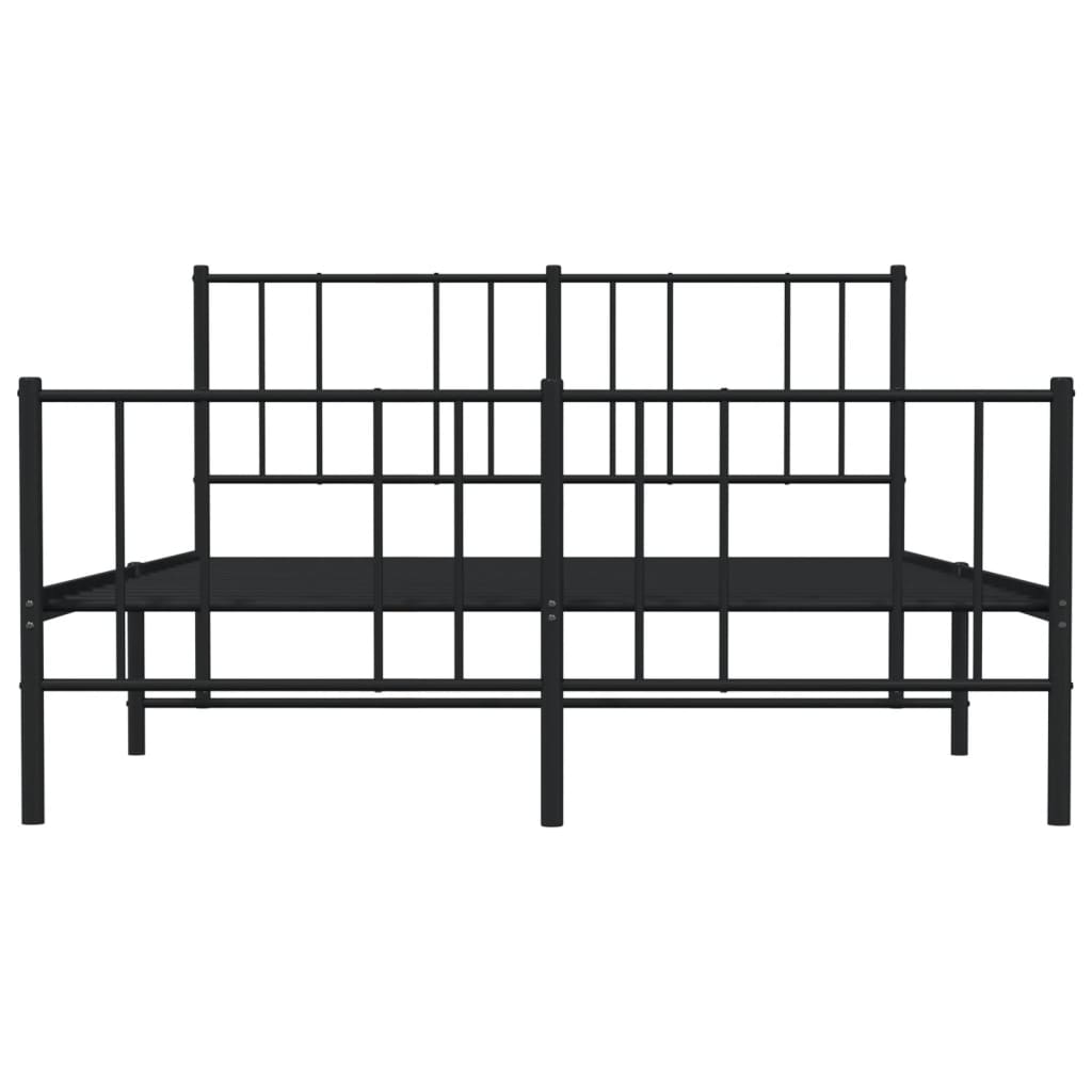 Estrutura de cama com cabeceira e pés 150x200 cm metal preto